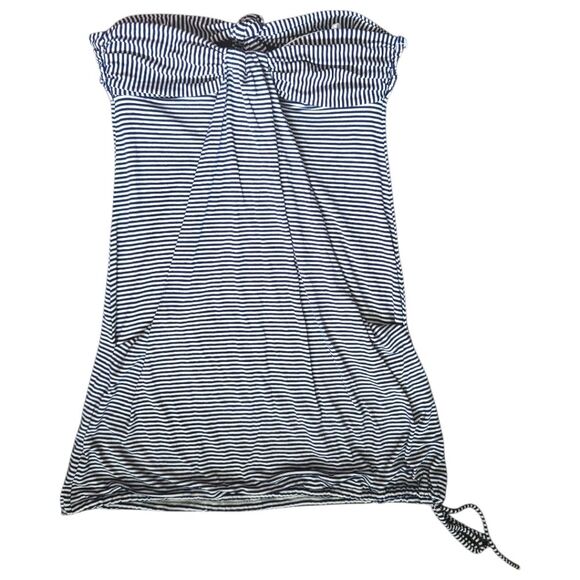 AUW BlueWhite Stripe Strapless Mini Dress - S - Picture 3 of 12